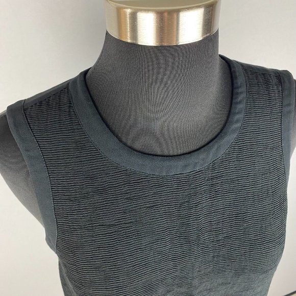 Nic + Zoe XS Black Textured Front Partial Back Zip Tank Top Hi-Lo Slit Sides - Picture 5 of 12